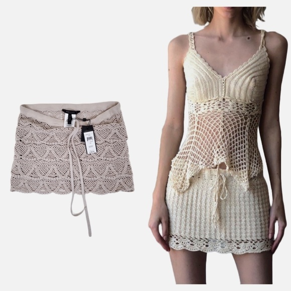 BCBG Maxazria crochet mini skirt crop top - Picture 2 of 12